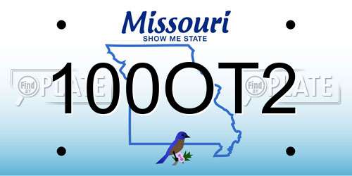 100OT2 Missouri License Plate