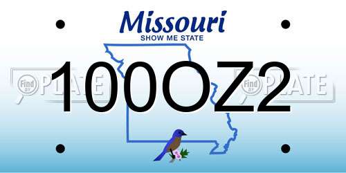 100OZ2 Missouri License Plate