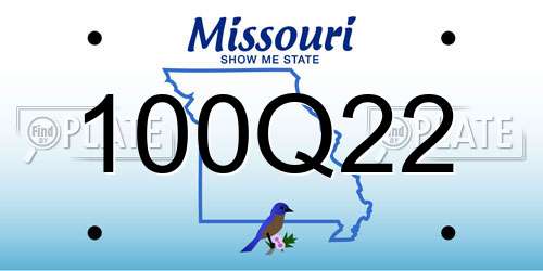 100Q22 Missouri License Plate