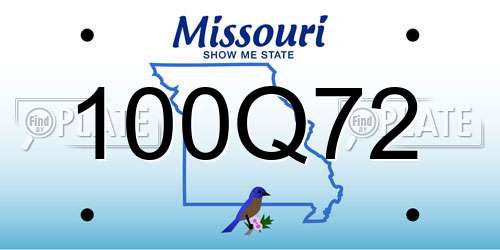100Q72 Missouri License Plate