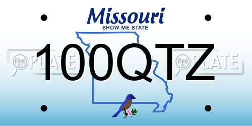 100QTZ Missouri License Plate
