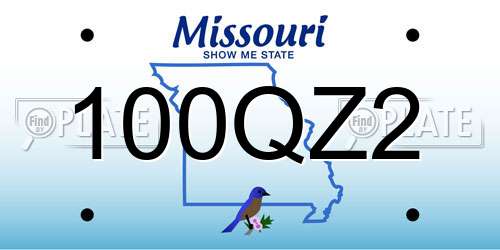 100QZ2 Missouri License Plate