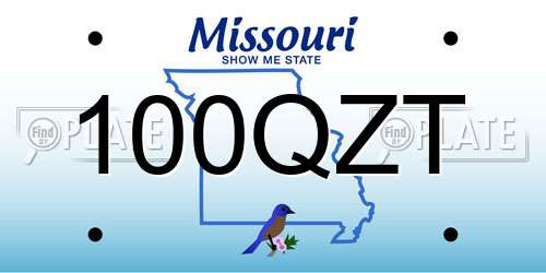 100QZT Missouri License Plate