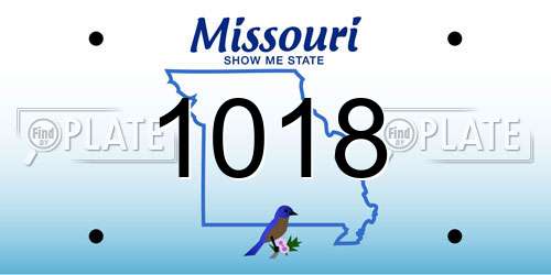 1018 Missouri License Plate