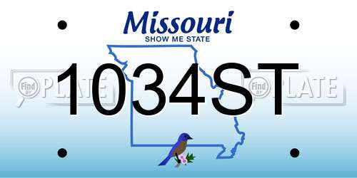 1034ST Missouri License Plate