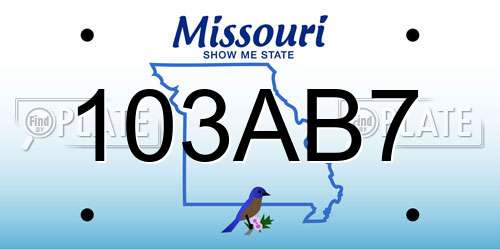 103AB7 Missouri License Plate
