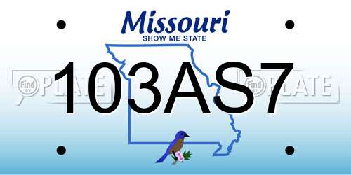 103AS7 Missouri License Plate