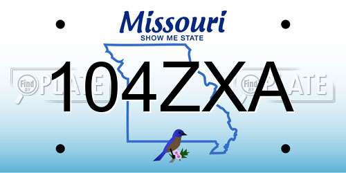 104ZXA Missouri License Plate