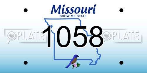 1058 Missouri License Plate