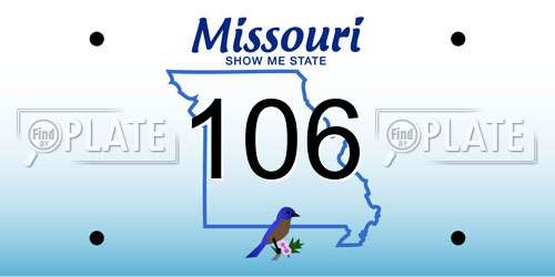 106 Missouri License Plate
