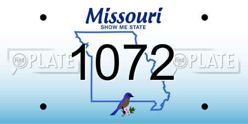 1072 Missouri License Plate