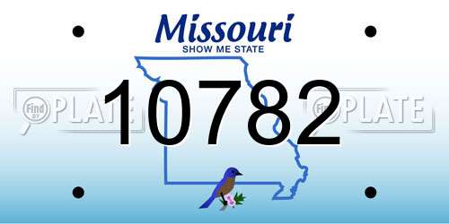 10782 Missouri License Plate