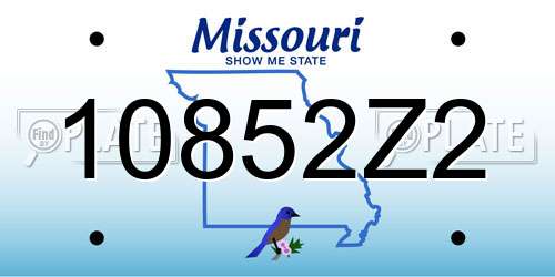 10852Z2 Missouri License Plate