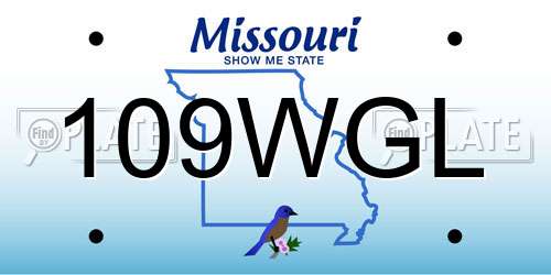 109WGL Missouri License Plate