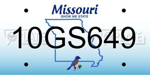 10GS649 Missouri License Plate