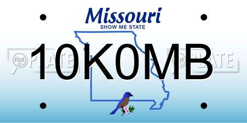 10K0MB Missouri License Plate