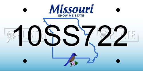 10SS722 Missouri License Plate