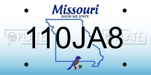 110JA8 Missouri License Plate