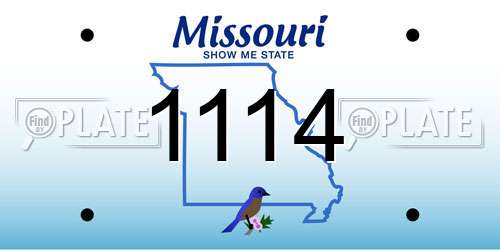 1114 Missouri License Plate