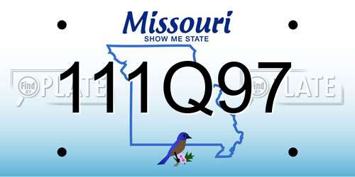 111Q97 Missouri License Plate