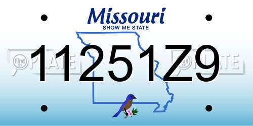 11251Z9 Missouri License Plate