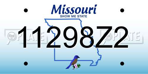 11298Z2 Missouri License Plate
