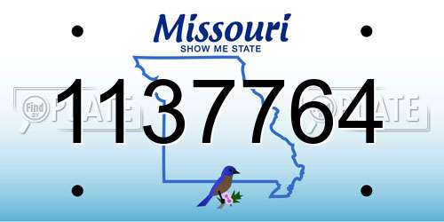 1137764 Missouri License Plate