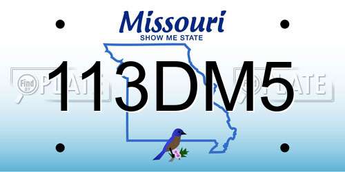 113DM5 Missouri License Plate