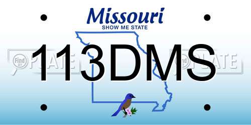 113DMS Missouri License Plate