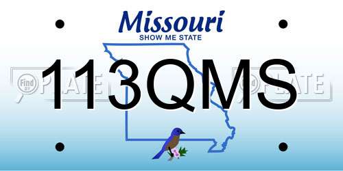 113QMS Missouri License Plate