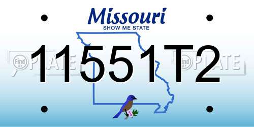 11551T2 Missouri License Plate