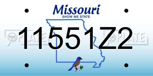 11551Z2 Missouri License Plate