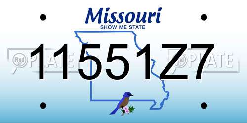 11551Z7 Missouri License Plate