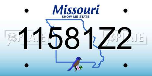 11581Z2 Missouri License Plate
