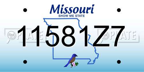 11581Z7 Missouri License Plate