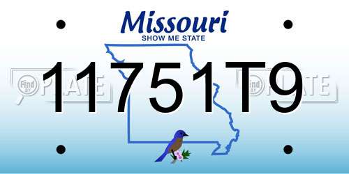 11751T9 Missouri License Plate