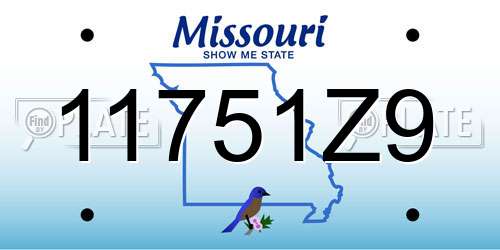 11751Z9 Missouri License Plate