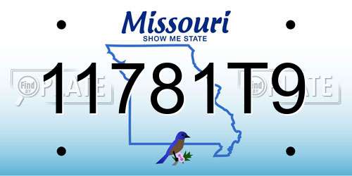 11781T9 Missouri License Plate