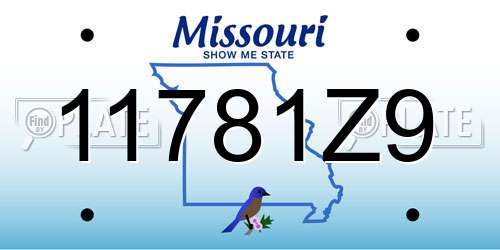 11781Z9 Missouri License Plate