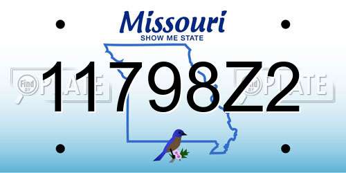 11798Z2 Missouri License Plate