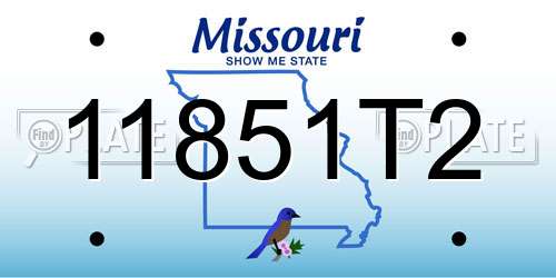 11851T2 Missouri License Plate