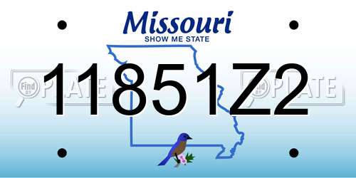 11851Z2 Missouri License Plate