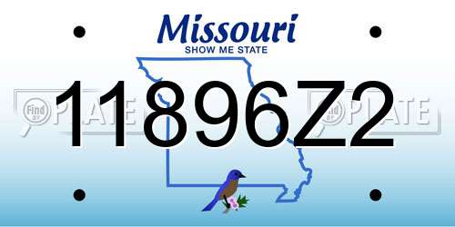 11896Z2 Missouri License Plate