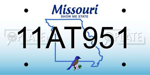 11AT951 Missouri License Plate