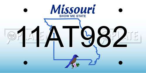 11AT982 Missouri License Plate