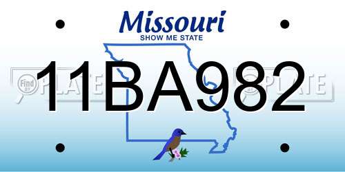 11BA982 Missouri License Plate