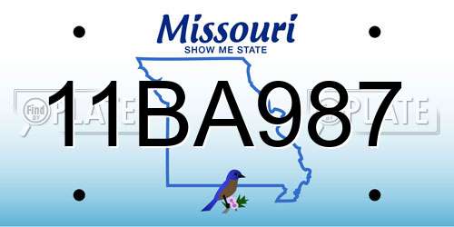 11BA987 Missouri License Plate