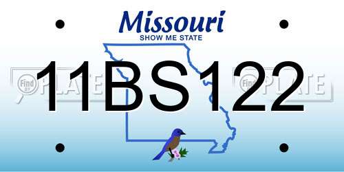 11BS122 Missouri License Plate