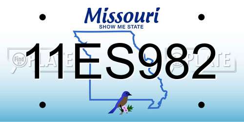 11ES982 Missouri License Plate