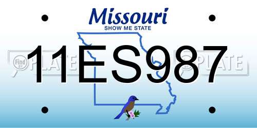 11ES987 Missouri License Plate